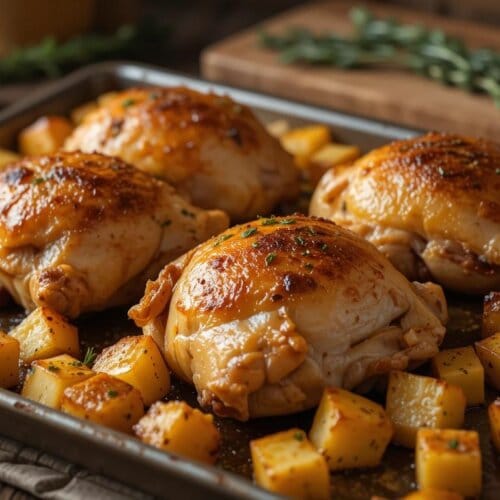 Crispy Chicken Thighs with Roasted