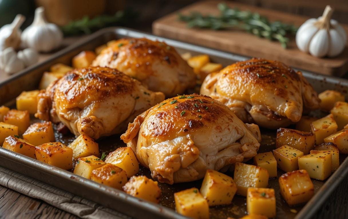 Crispy Chicken Thighs with Roasted