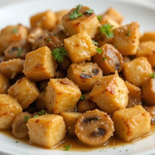 Garlic Butter Chicken Bites Mushrooms