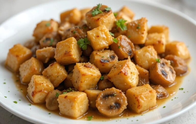 Garlic Butter Chicken Bites Mushrooms
