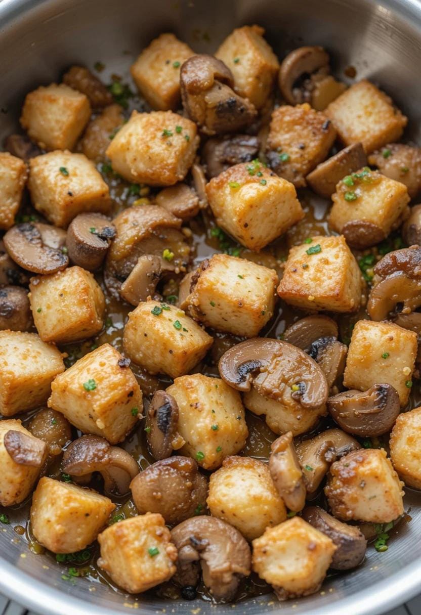 Garlic Chicken Bites with Mushrooms