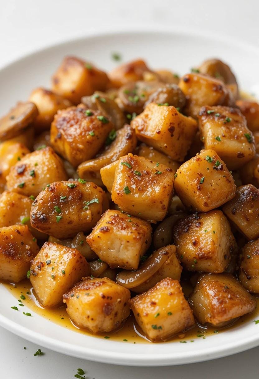 Garlic Butter Chicken Bites with Mushrooms