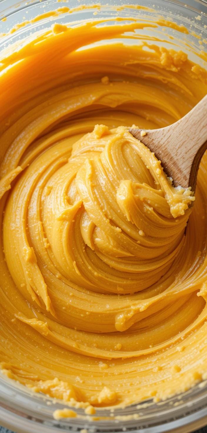 Pumpkin gooey butter cake fresh out of the oven, with a golden-brown top and a gooey, slightly shiny center, ready to be sliced and served