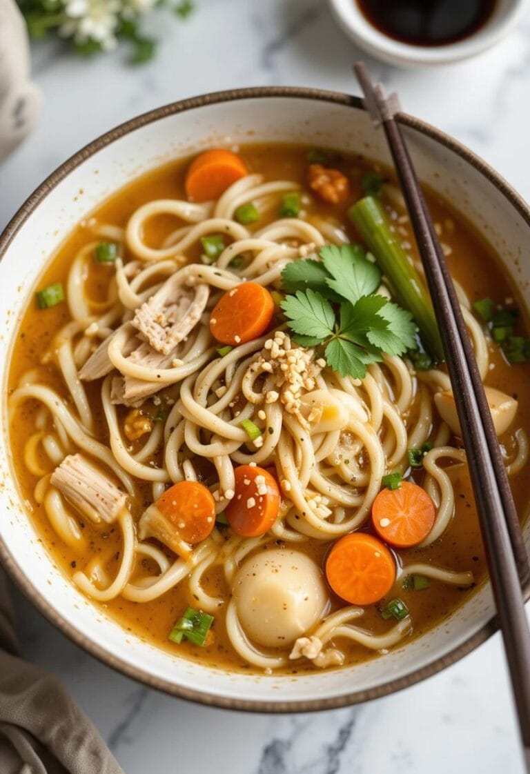 Ginger Chicken Noodle Soup Carrots Celery