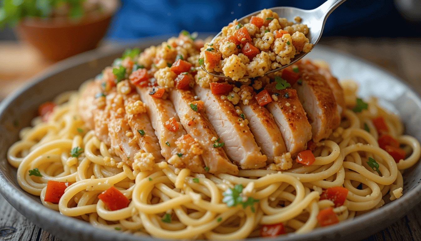  Bruschetta Chicken Pasta recipe with tangy bruschetta and tender marinated chicken is here to help