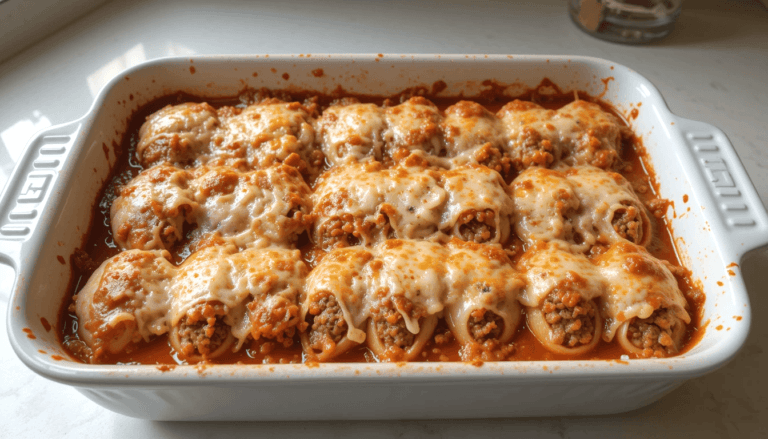 hearty stuffed pasta shells with ground beef recipe—cheesy, flavorful, and perfect for any family dinner