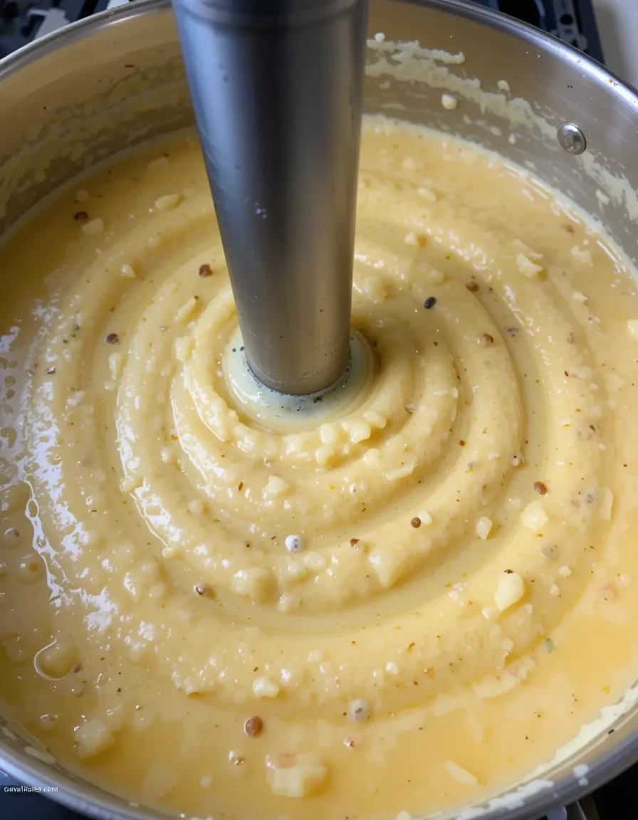 The butter blends seamlessly into the soup, enhancing its natural richness.