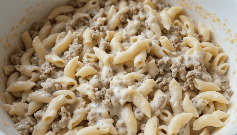 Loaded Bacon Cheeseburger Alfredo Pasta
