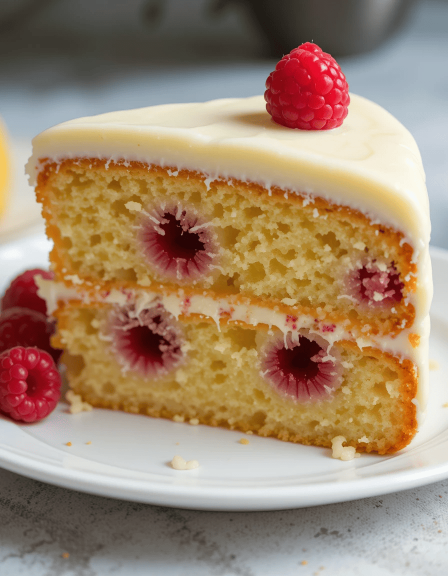 Raspberry Lemon Cake With Tangy Cream Cheese