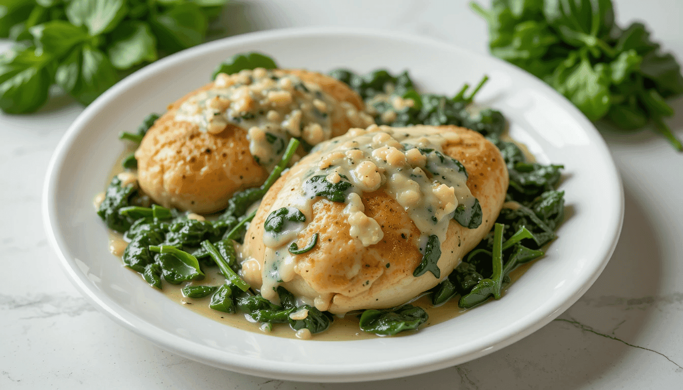Whip up this creamy garlic chicken with spinach for a quick, flavorful, and comforting one-pan meal that’s perfect for any night of the week!