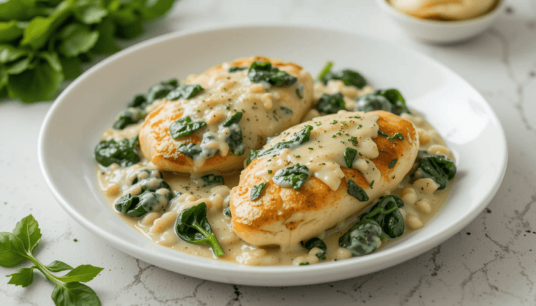 Whip up this creamy garlic chicken with spinach for a quick, flavorful, and comforting one-pan meal that’s perfect for any night of the week!
