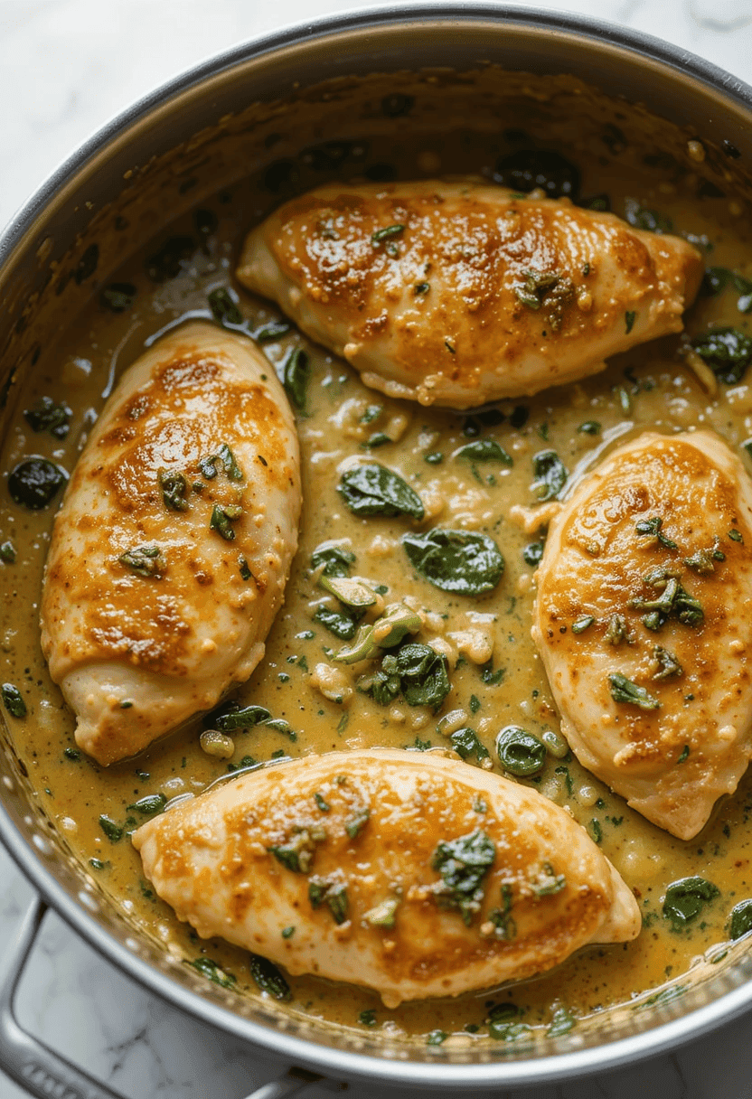 Whip up this creamy garlic chicken with spinach for a quick, flavorful, and comforting one-pan meal that’s perfect for any night of the week!