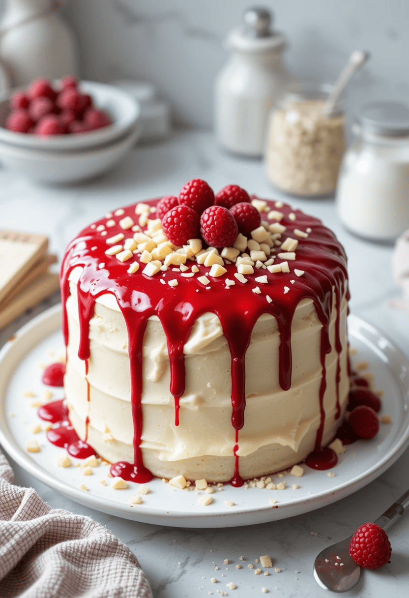 White Chocolate Raspberry Cake