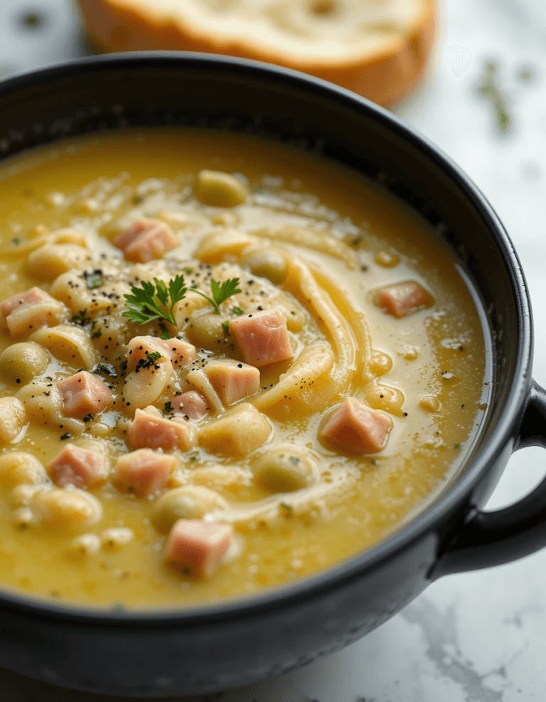 his pea and ham soup recipe is thick, hearty, and slow-cooked to perfection