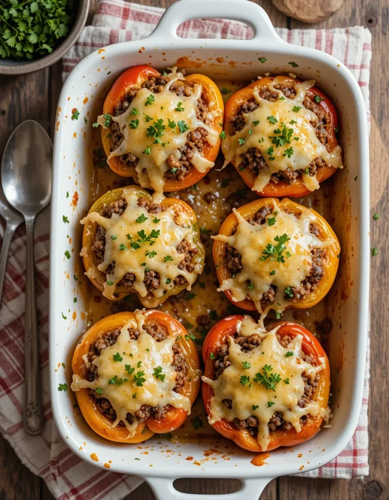 Stuffed Bell Peppers With Ground Beef