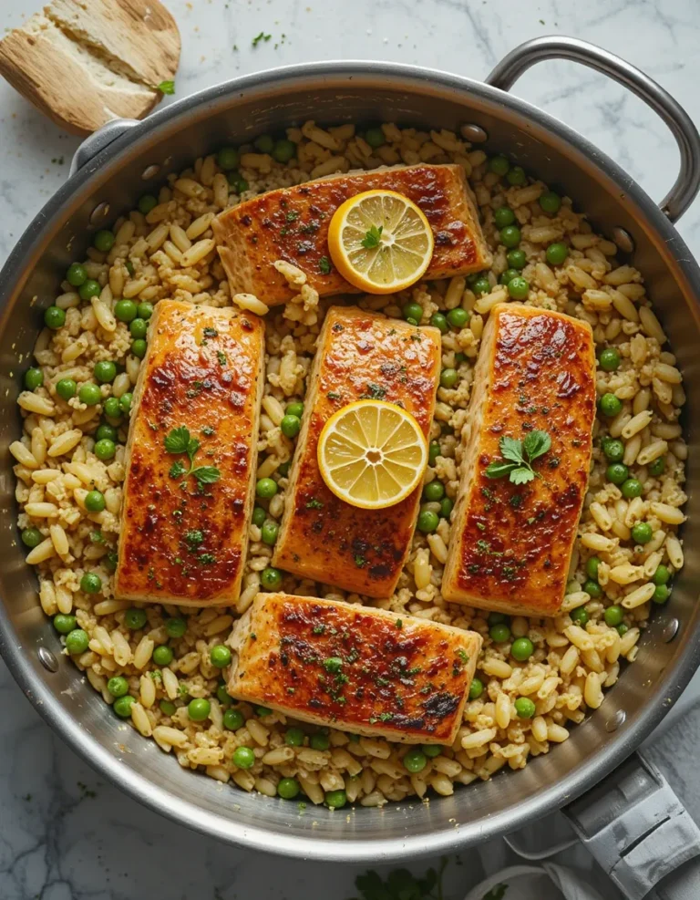 Seared Salmon with Lemon Orzo