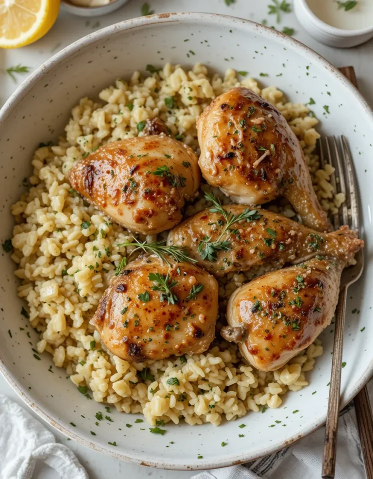 One Pot Greek Chicken and Lemon Rice