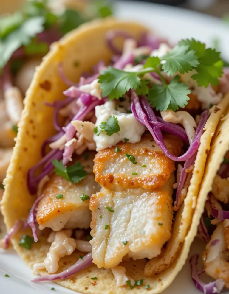 Crispy Fish Tacos with Cilantro Lime Slaw