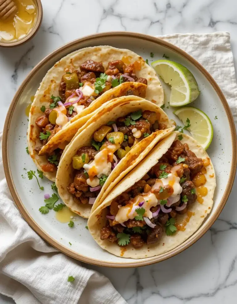 Garlic Butter Honey BBQ Beef Tacos